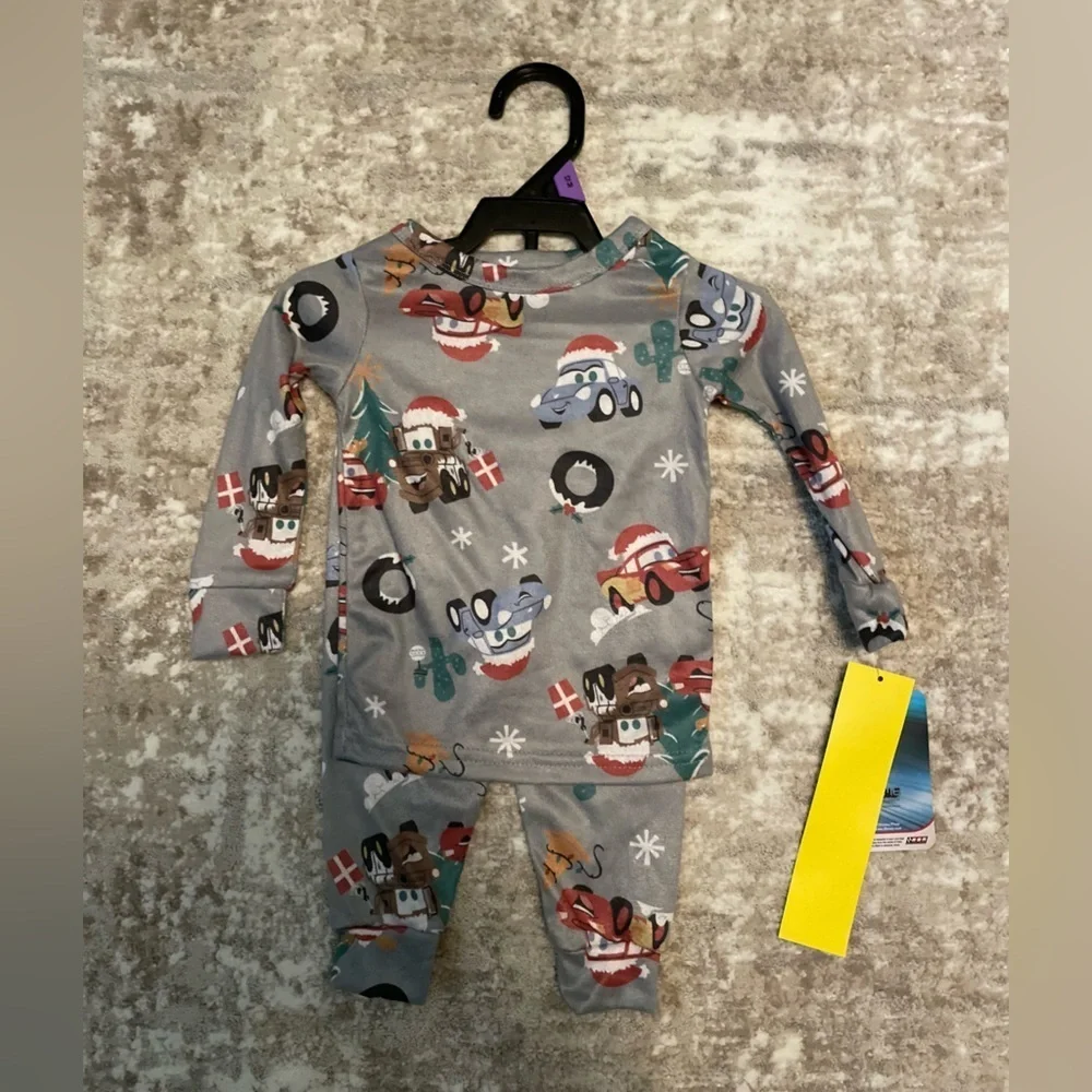 Disney Cars Holiday Kids Pajamas with Fun Christmas Print - Gray size 12M-NWT